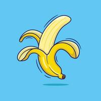 linda dibujos animados amarillo plátano vector ilustraciones mascota