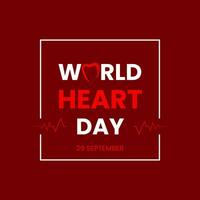 poster design for world heart day. modern concept, text, simple and red. used for poster, banner or greeting card vector