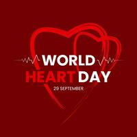 heart symbol and text world heart day. modern concept, text, simple and red. used for poster, banner or greeting card vector