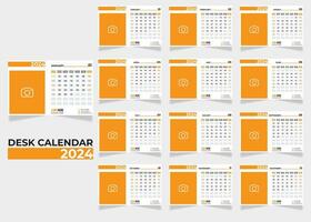 moderno y limpiar escritorio calendario 2024 vector modelo. mesa calendario diseño, escritorio calendario diseño