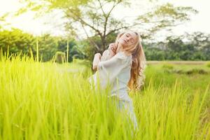 Beautiful woman relaxing outdoors photo