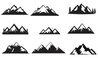 mountain vector, icon, set of rocky mountain silhouette. bundle vector.Design a illustrator vector of Mountain Silhouette Clip-art set