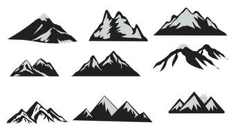 montaña vector, icono, conjunto de rocoso montaña silueta. haz diseño vectorial un ilustrador vector de montaña silueta clipart conjunto