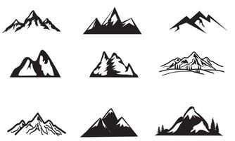 mountain vector, icon, set of rocky mountain silhouette. bundle vector.Design a illustrator vector of Mountain Silhouette Clip-art set