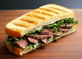 Hot steak sandwich isolated photo