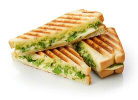 Grilled sandwich cut into pieces isolated photo