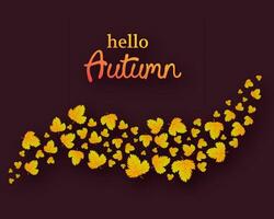 Autumn background with autumn yellow leaves and place for text. Design for fall season banner or poster. Vector illustration