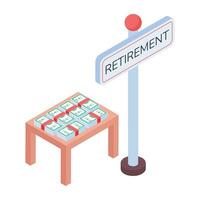 Retirement money isometric icon design vector