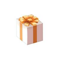 Vector realistic white gift box with bow and ribbon