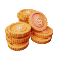 3d Render Dollar Coins Icon Illustration png