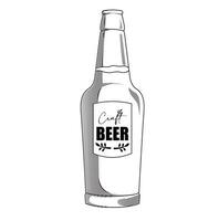 botella con cerveza. internacional cerveza día. vector ilustración de un bosquejo estilo