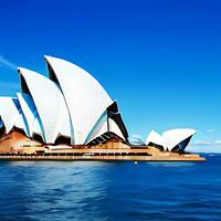 Sydney ópera casa con mar y azul cielo ai generar azul cielo foto