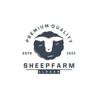 Sheep Farm Logo Design Inspiration Simple Silhouette Retro Typography vector