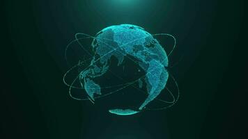 globo digital dados terra conectar futuro tecnologia abstrato negócios. científico crescimento rede em torno da planeta mundo conceito. video