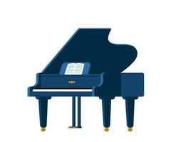 Grand piano and sheet music on a stand. Music instrument. Vector illustration.