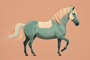 Brown and white horse standing. Vector illustration. ai generative photo