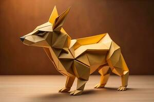 Paper origami animal isolated on solid color background. ai generative photo