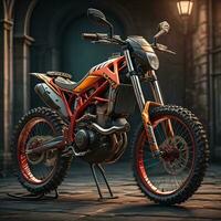 Modern powerful sports motorcycle on a colorful background. ai generative photo