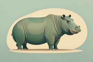 Hippopotamus standing on its hind legs. Vector illustration. ai generative photo