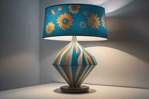decorative table lamp on solid color background. ai generative photo