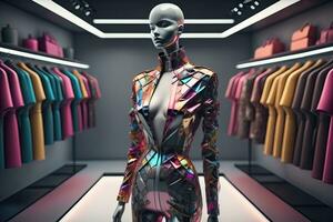 Futuristic fashion mannequin in the store. ai generative photo