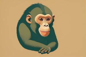 Vector illustration of a monkey. Cartoon style. ai generative photo