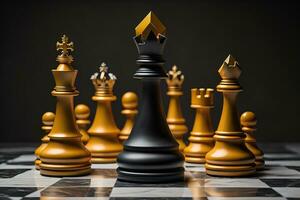 Different chess piece on a solid color background. ai generative photo