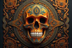 Day of the Dead sugar skull. Mexican sugar skull. ai generative photo