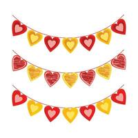 Vector valentines day red bunting set party with hearts