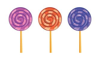 Vector realistic colorful lollipops on white background