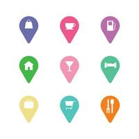 Vector locations icons. a collection of map markers with service marks