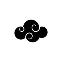 Vector cloud black color isolated on white background