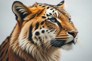 Portrait of a tiger on a solid color background. Close-up. ai generative photo