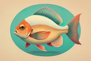 Illustration of a fish on a yellow background, vector illustration. ai generative photo