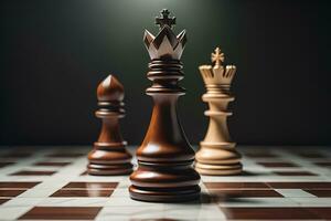 Different chess piece on a solid color background. ai generative photo