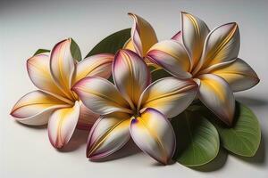 White flower on a solid color background. ai generative photo