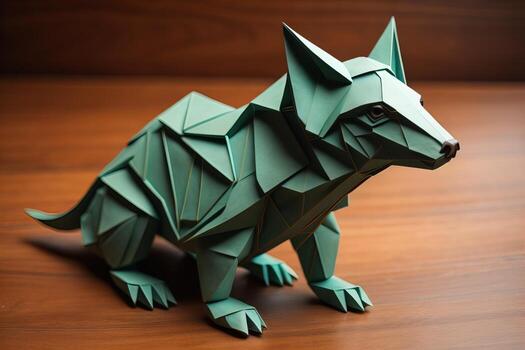 Paper origami animal isolated on solid color background. ai generative photo