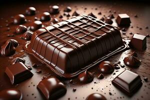 Chocolate truffles on a dark background. ai generative photo