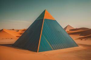 Creative and colorful pyramid on a solid color background. ai generative photo