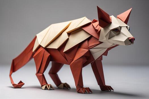Paper origami animal isolated on solid color background. ai generative photo