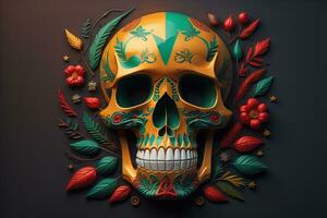 Day of the Dead sugar skull. Mexican sugar skull. ai generative photo