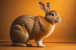 Easter bunny on a solid color background. ai generative photo