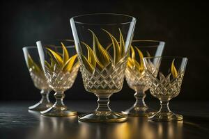 Glasses for different alcoholic beverages. ai generative photo