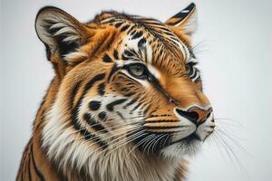 Portrait of a tiger on a solid color background. Close-up. ai generative photo