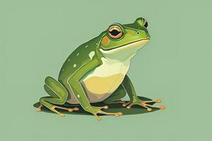 Frog on a green background. Vector illustration of a frog. ai generative photo