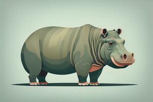 Hippopotamus standing on its hind legs. Vector illustration. ai generative photo