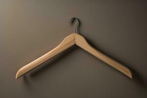 Wooden clothes hanger hanging on the wall. ai generative photo