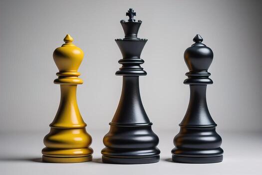Different chess piece on a solid color background. ai generative photo