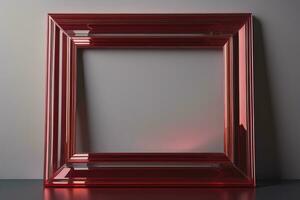 Glass picture frame on a solid color background. ai generative photo