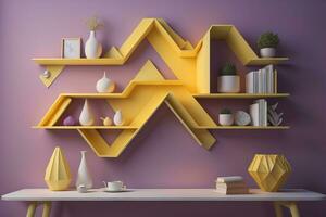 Bookshelf in scandinavian interior. ai generative photo